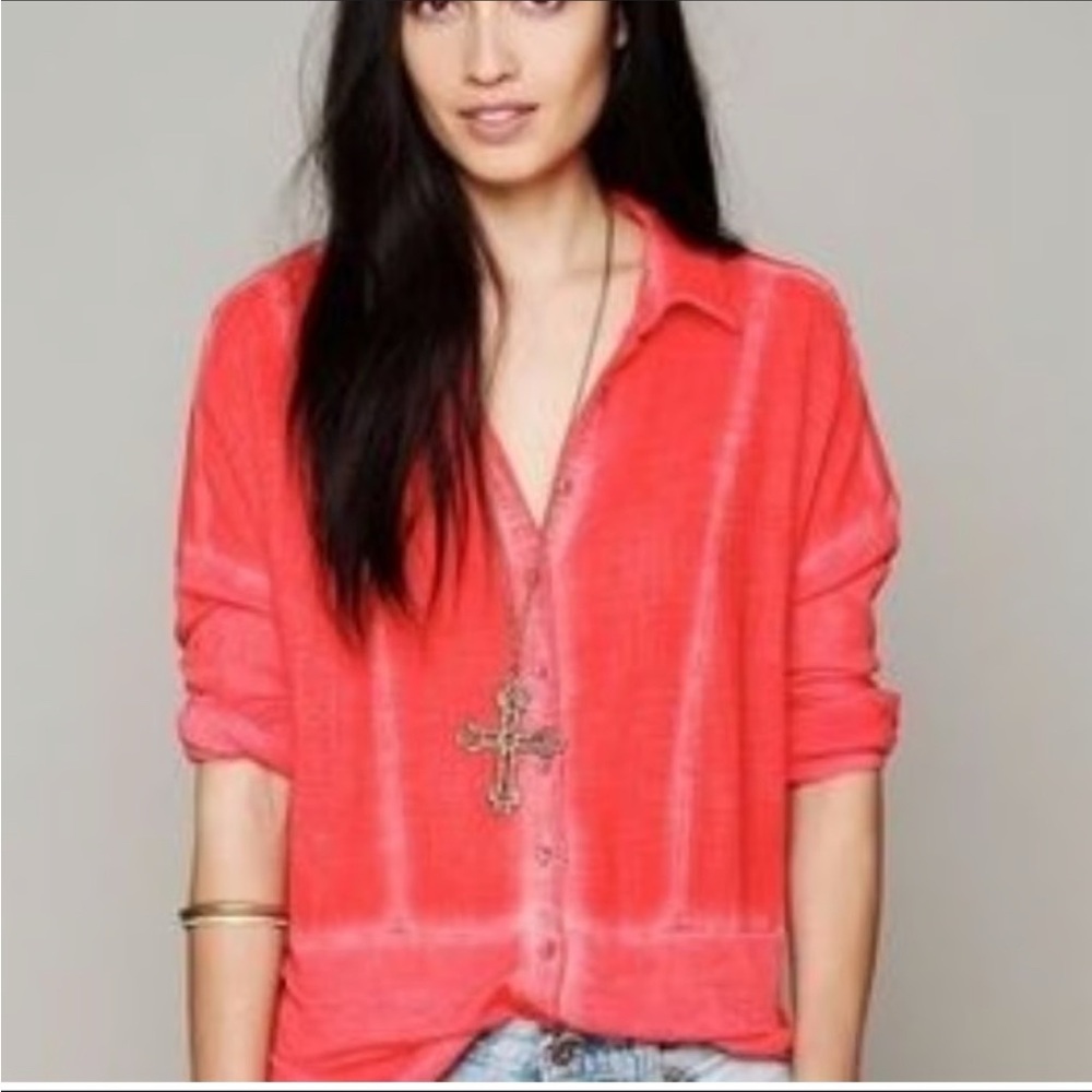 We the Free Zahara Gauze button down long sleeve top size XS